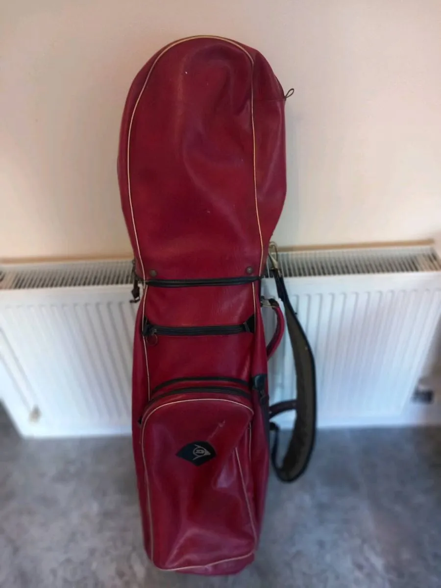 Dunlop vintage red leather golf bag. - Image 1