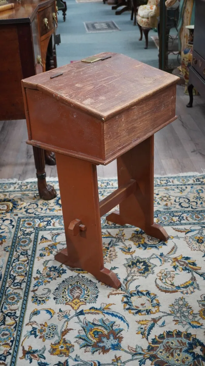 Irish Antique Wooden School Desk - Image 3