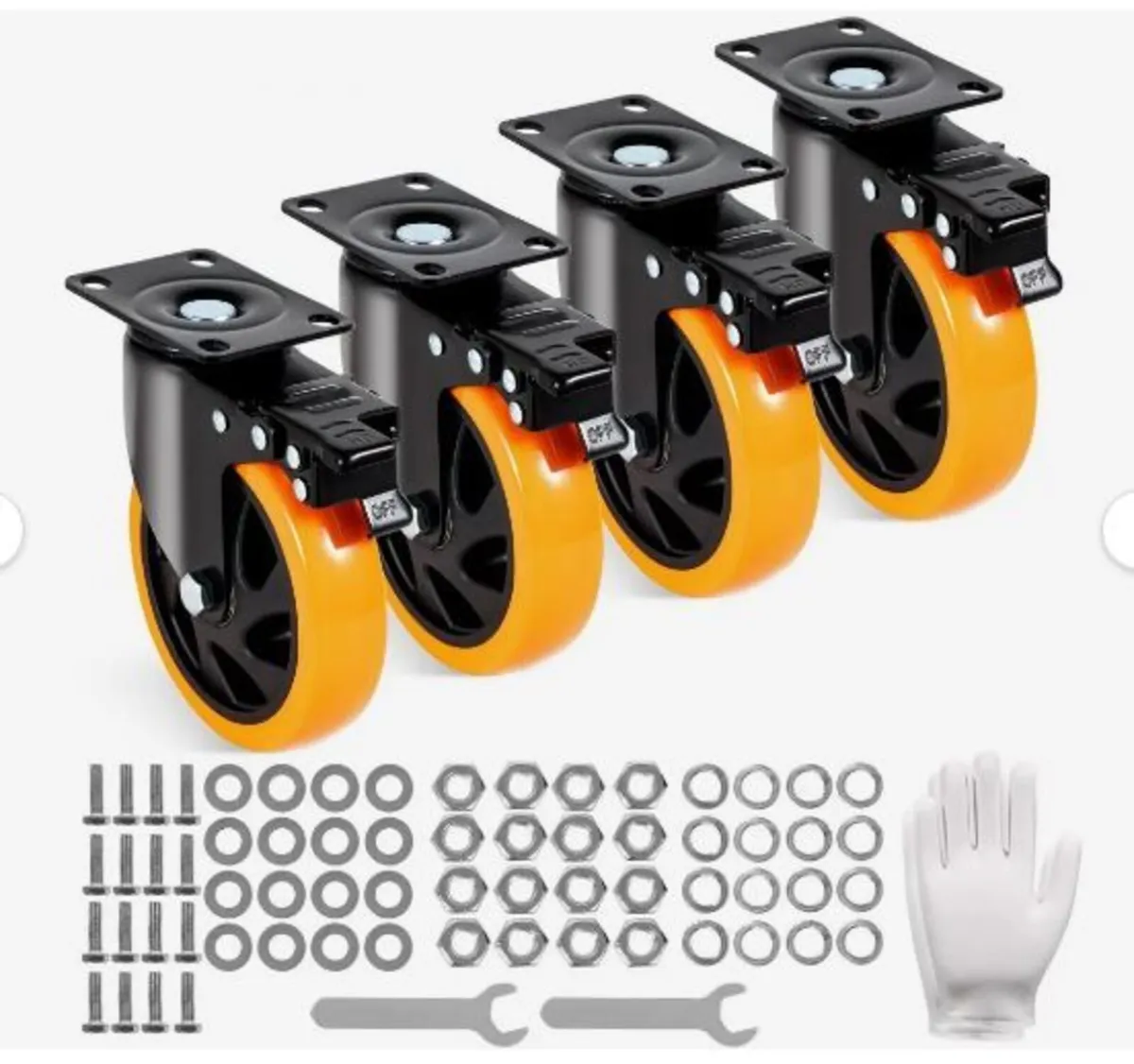 Caster Wheels, 12.7 cm Swivel Plate Casters - Image 1