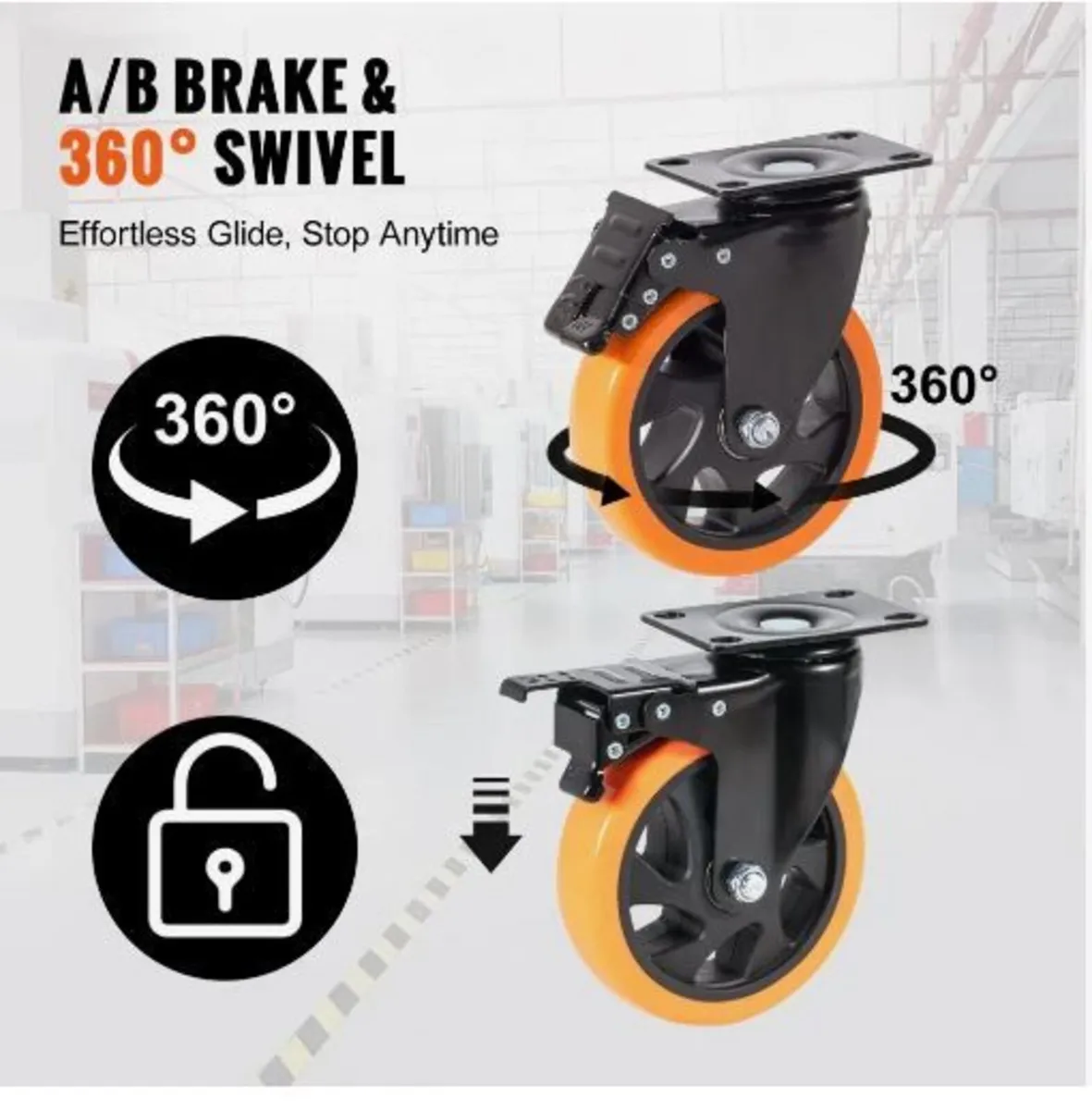 Caster Wheels, 12.7 cm Swivel Plate Casters - Image 2