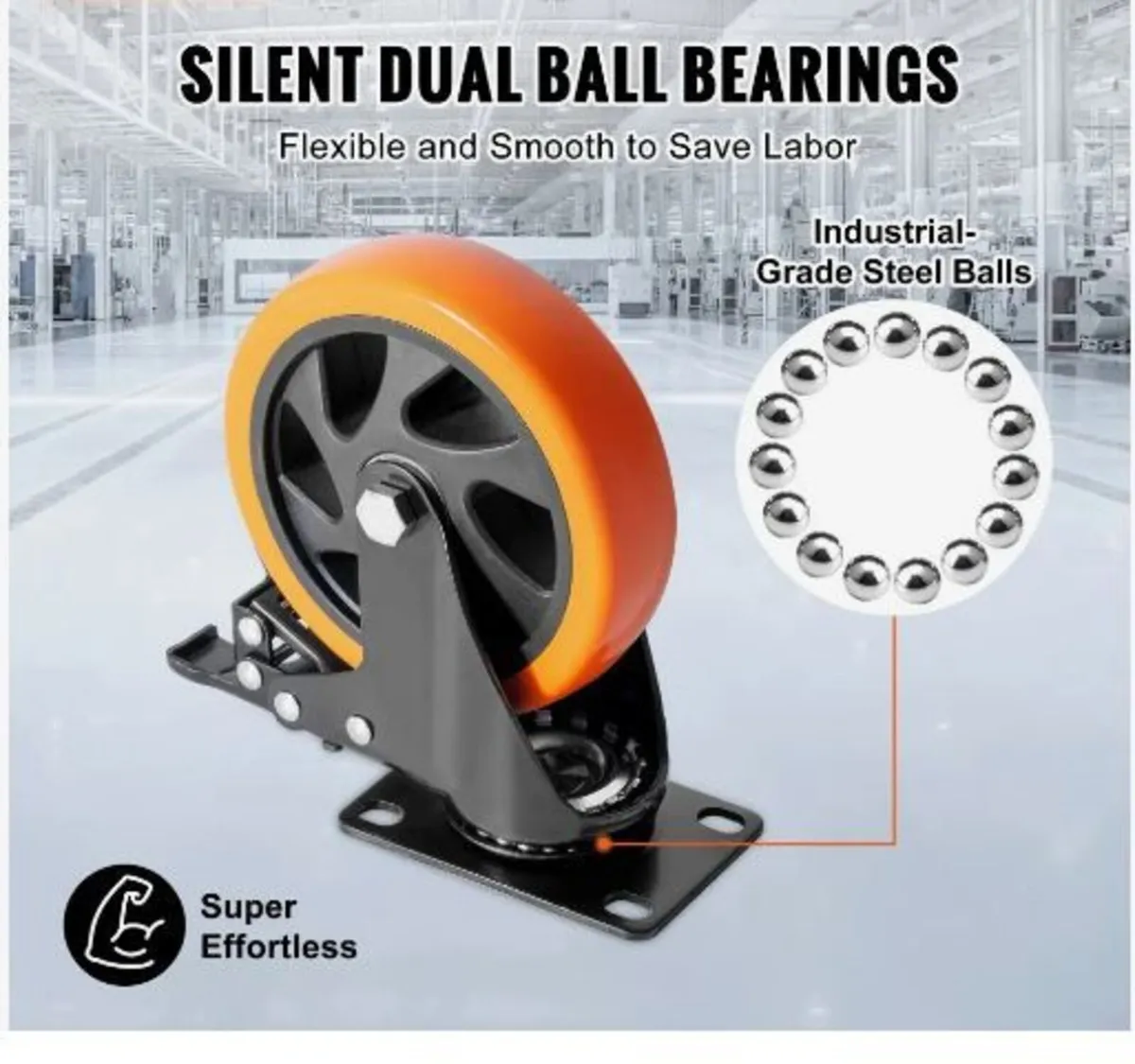 Caster Wheels, 12.7 cm Swivel Plate Casters - Image 3