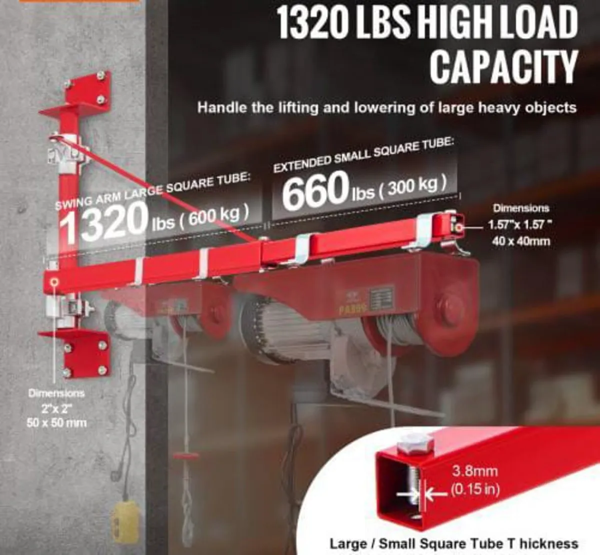 Electric Hoist Support Arm, 600 kg Max Load Capaci - Image 3