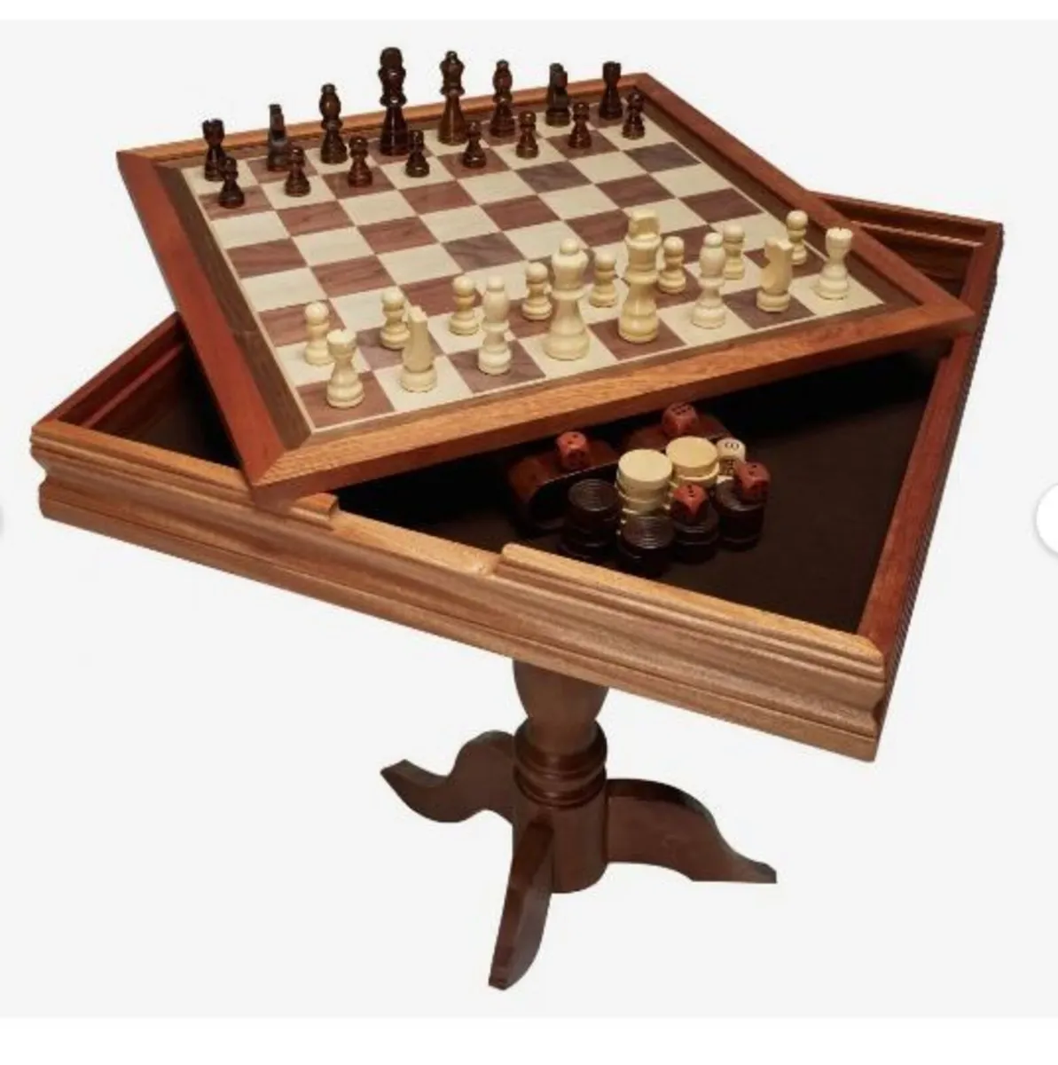 3-IN-1 Chess Checkers Backgammon Table Set - Image 4