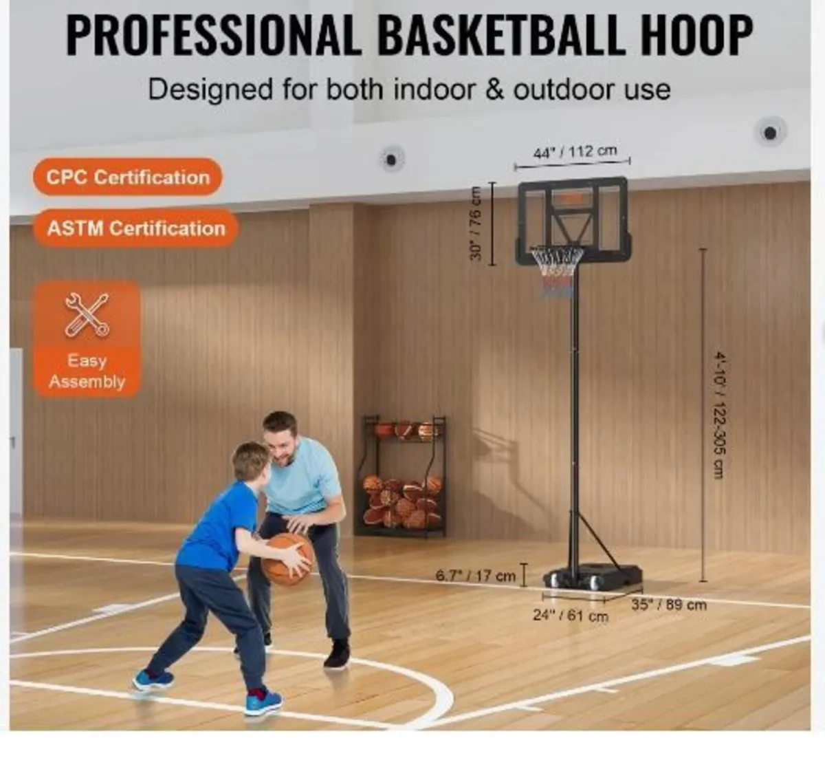 Basketball Hoop, 4-10 ft Adjustable Height - Image 4