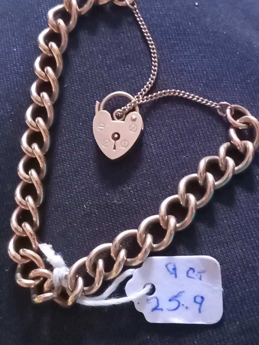 9ct gold curb bracelet 25.9gr - Image 1