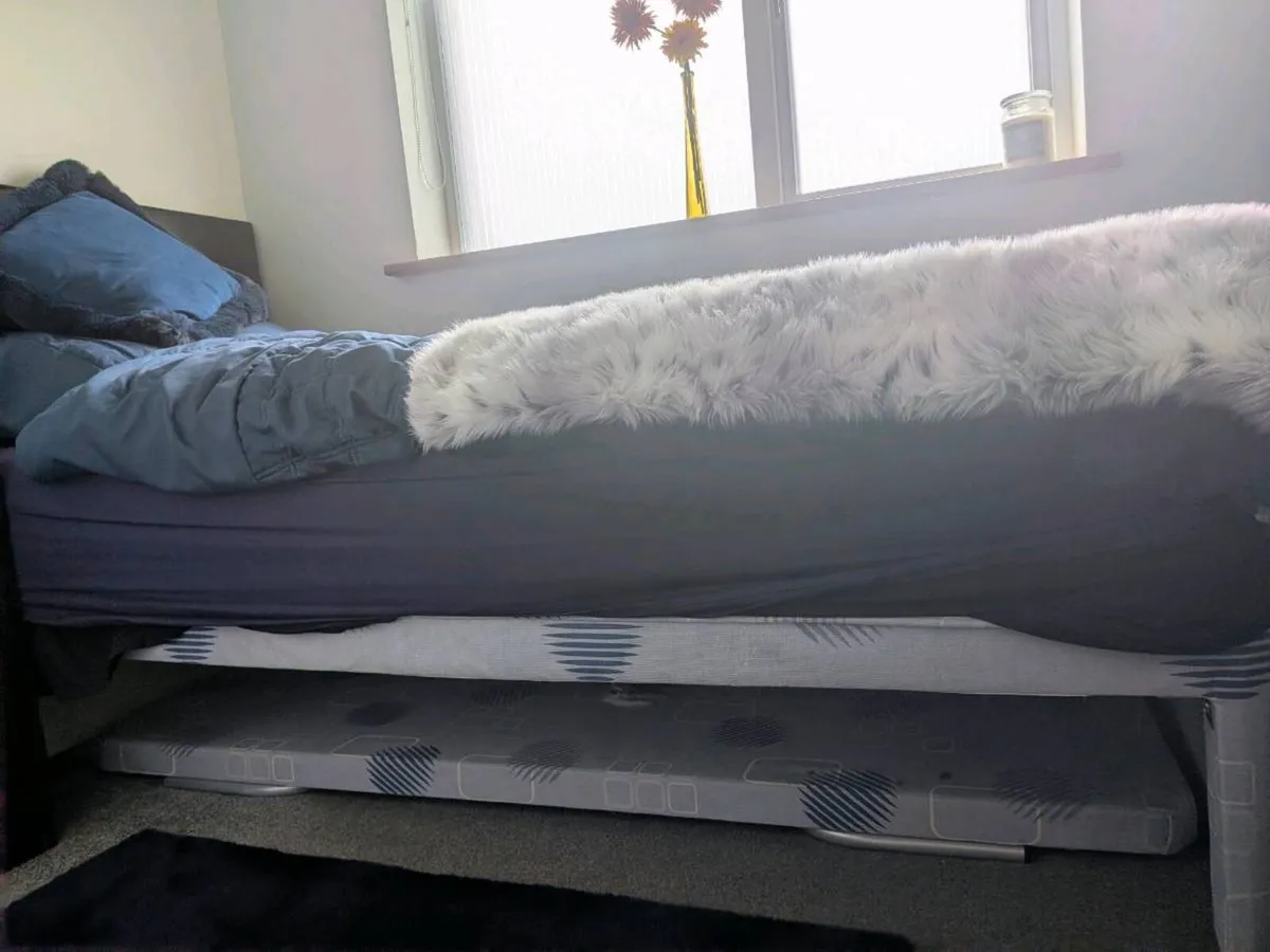 Single bed frame headboard and small guest bed - Image 1