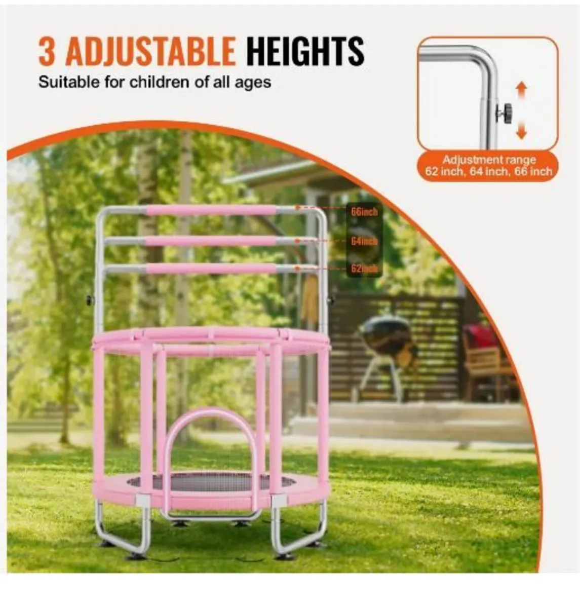 55" Kids Trampoline, 4.6FT Indoor Outdoor - Image 4