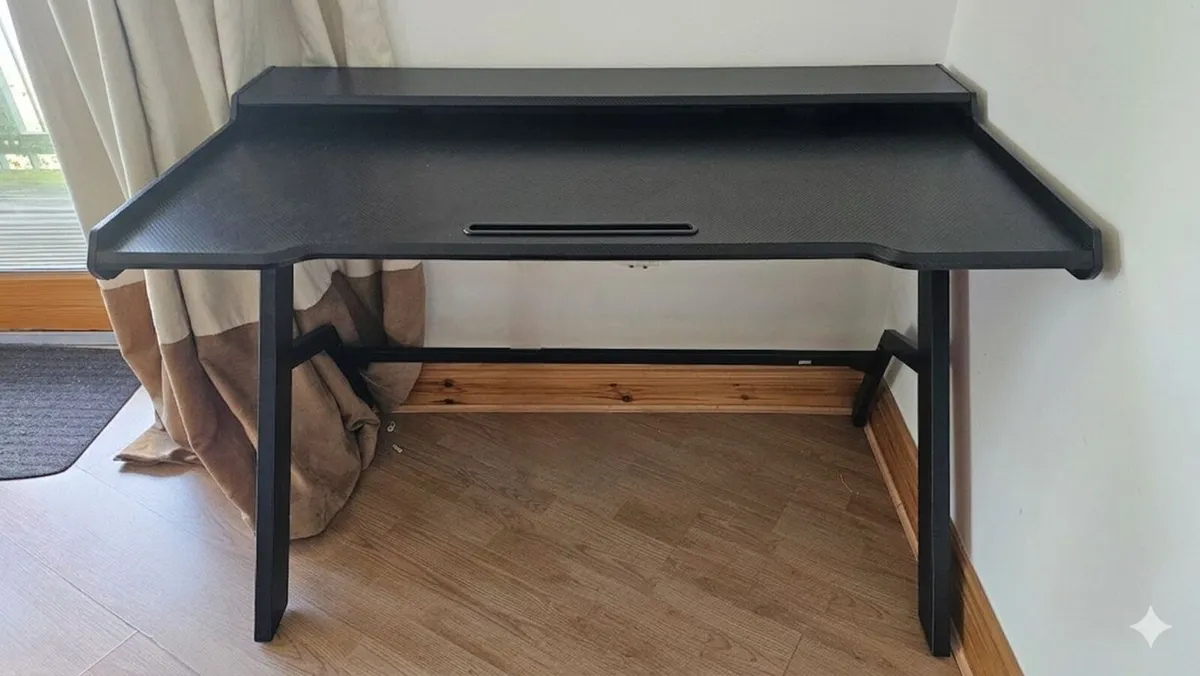 Minimalist Black Gaming desk with built in riser - Image 1