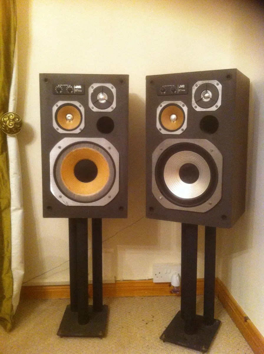 JVC Retro Speakers with stands - Image 1
