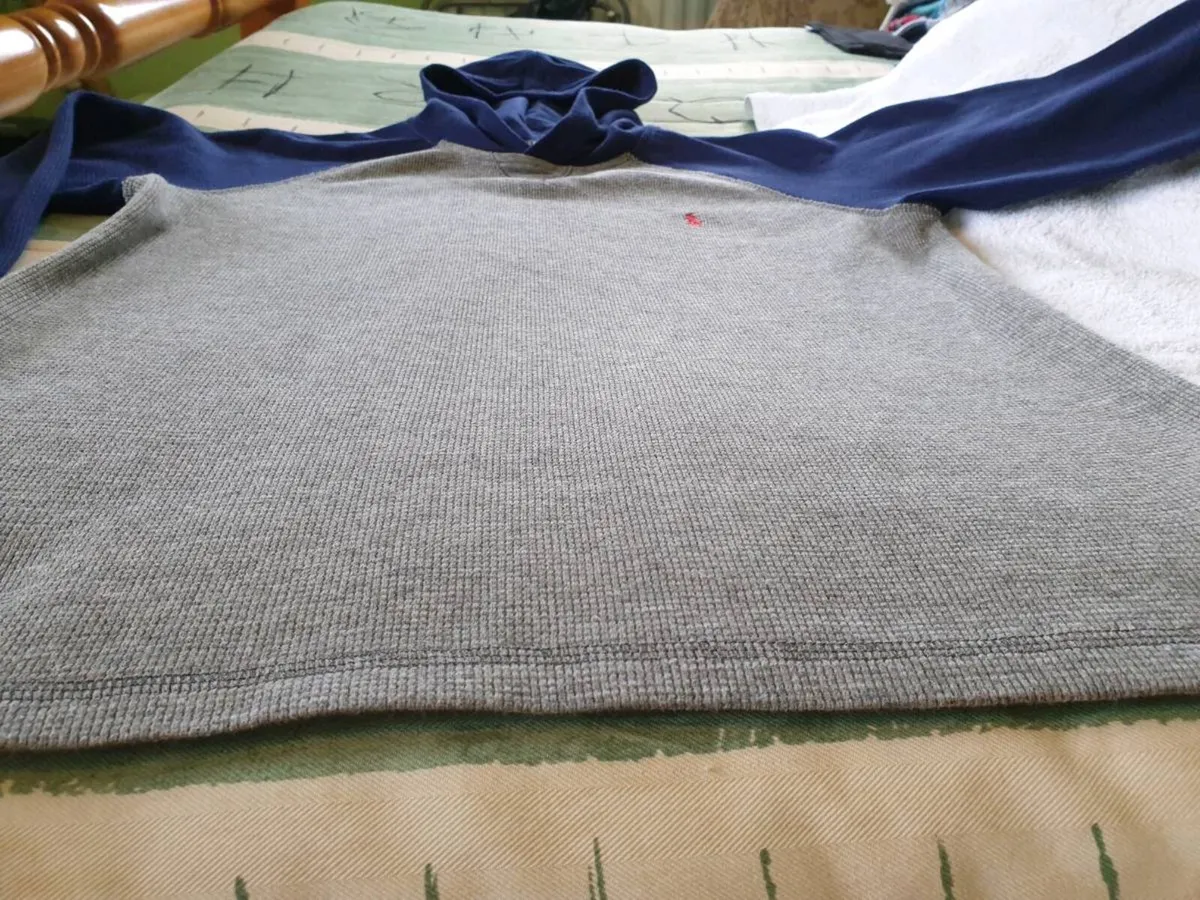 Ralph Lauren Boys Sweatshirt Gray Hoodie Navy - Image 3