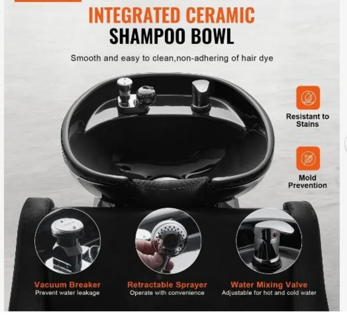 Shampoo Backwash Chair, 661.4LBS Loading - Image 1