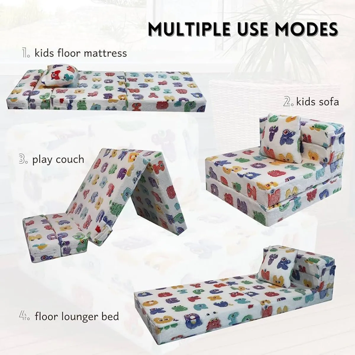 Kids Sofa Bed, Toddler Floor Mattress Glow in The - Image 4
