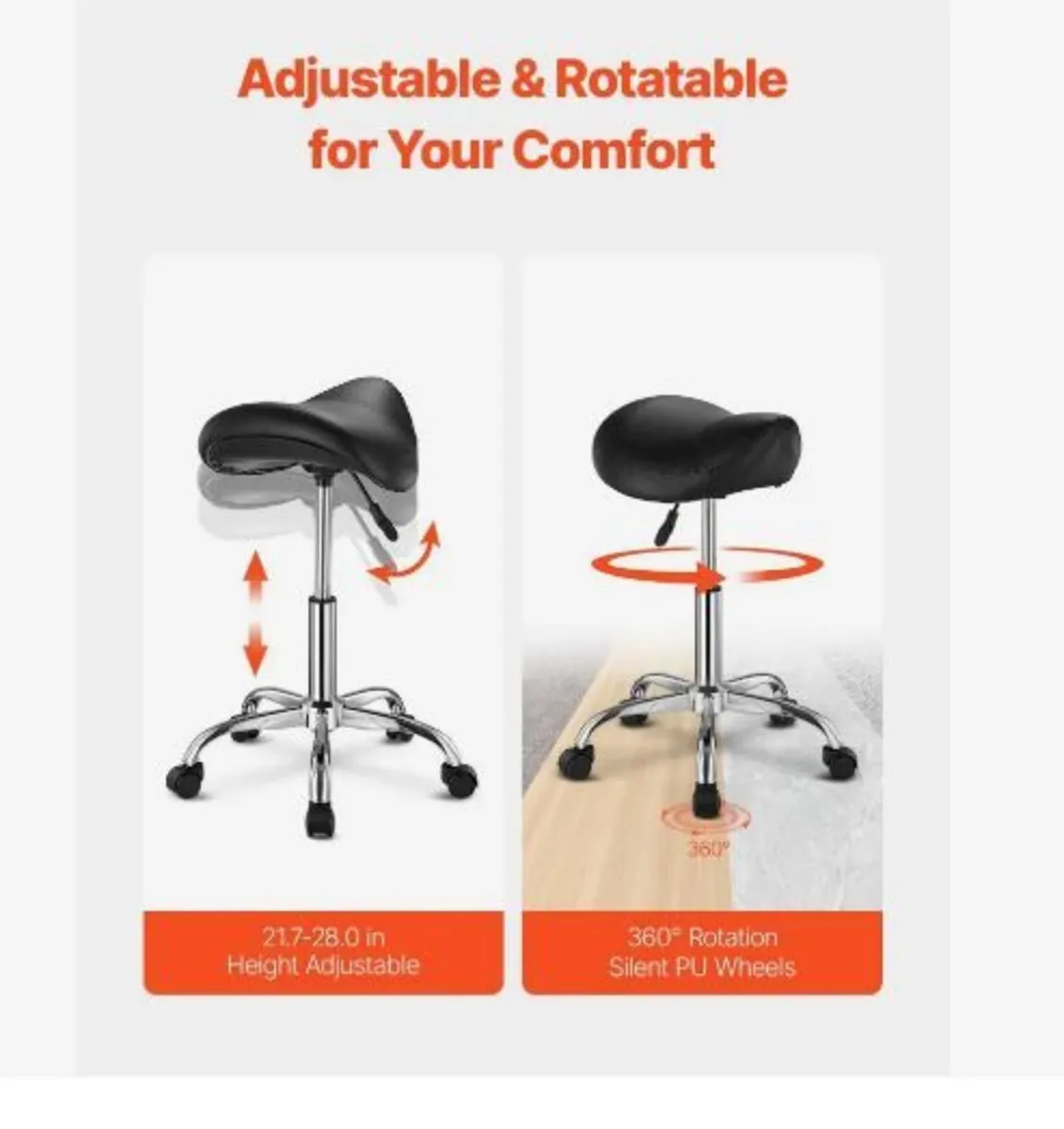 Saddle Stool with Wheels, 450 LBS Weight - Image 4