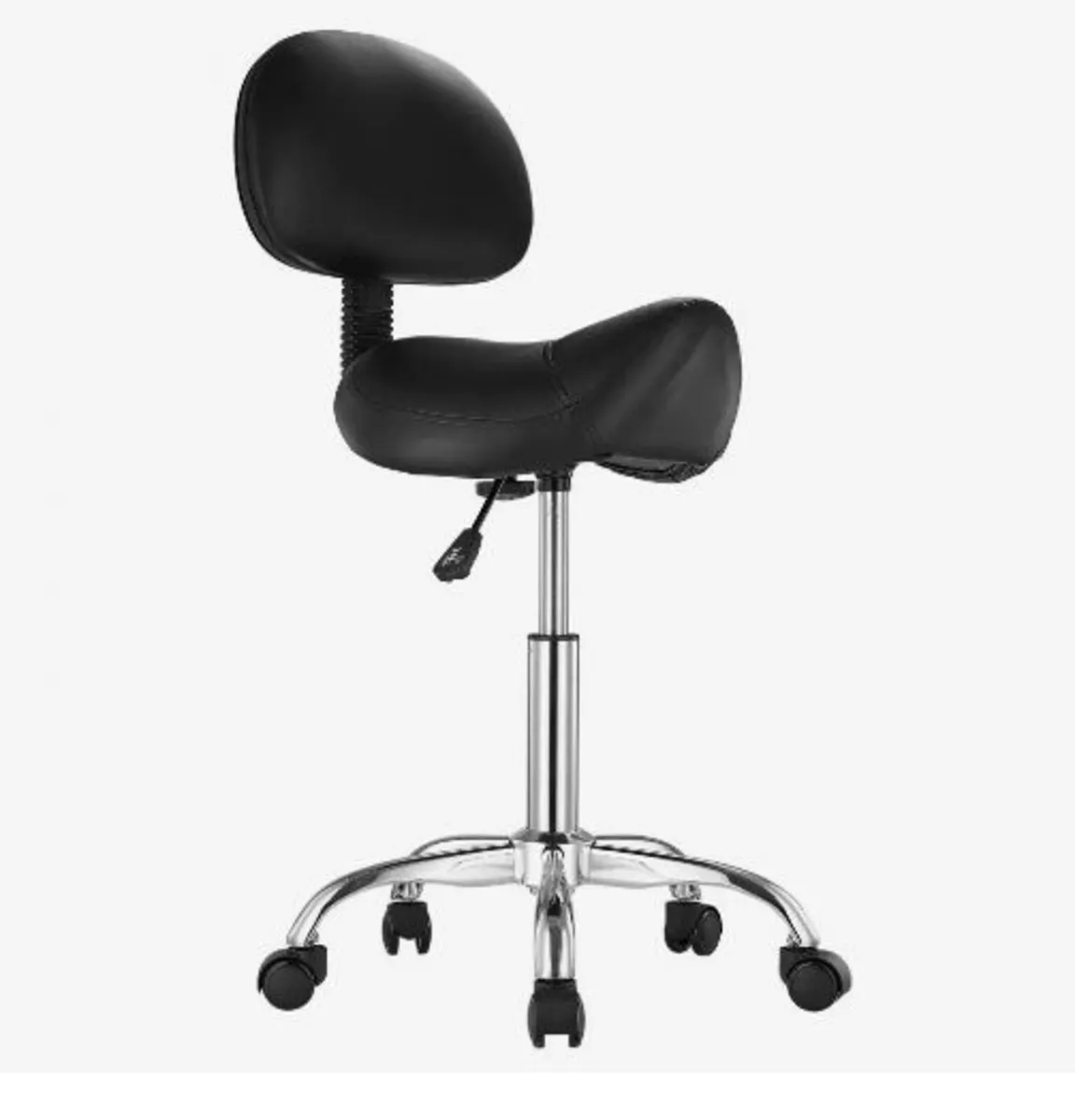 Saddle Stool with Back Support and Wheels - Image 2