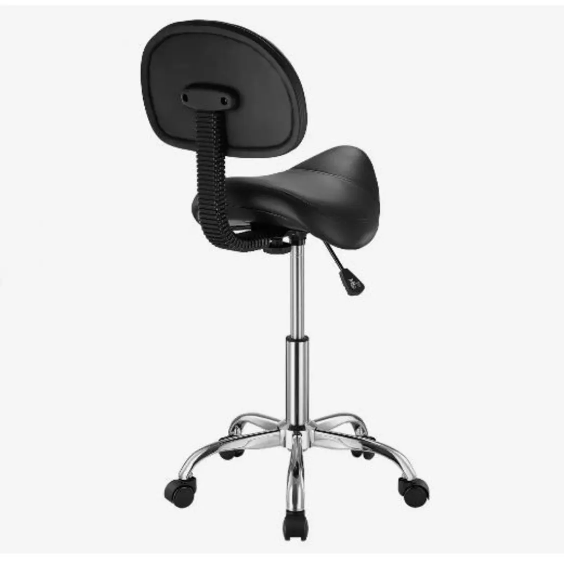 Saddle Stool with Back Support and Wheels - Image 4