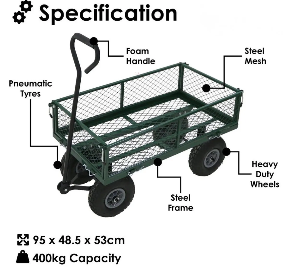 Heavy Duty Garden Cart Trolley NEW - Image 2