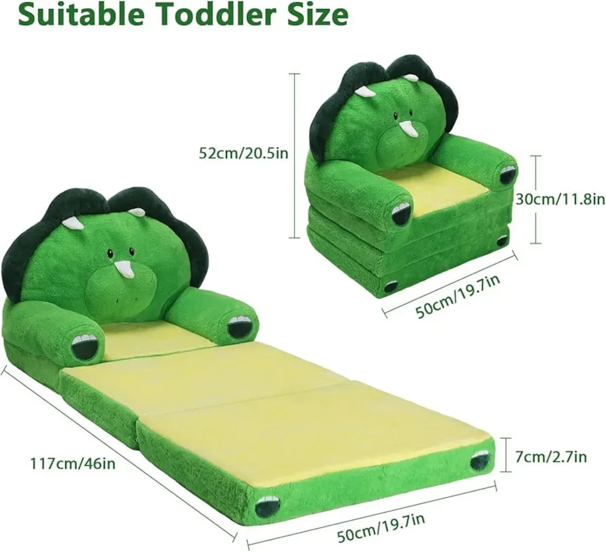 Dinosaur Foldable Kids Sofa,Toddler 2 in 1 Flip Op - Image 4