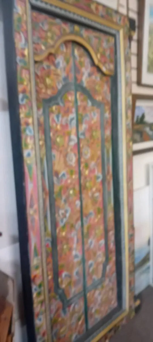 Decorative Indian Carved And Painted Door - Image 2