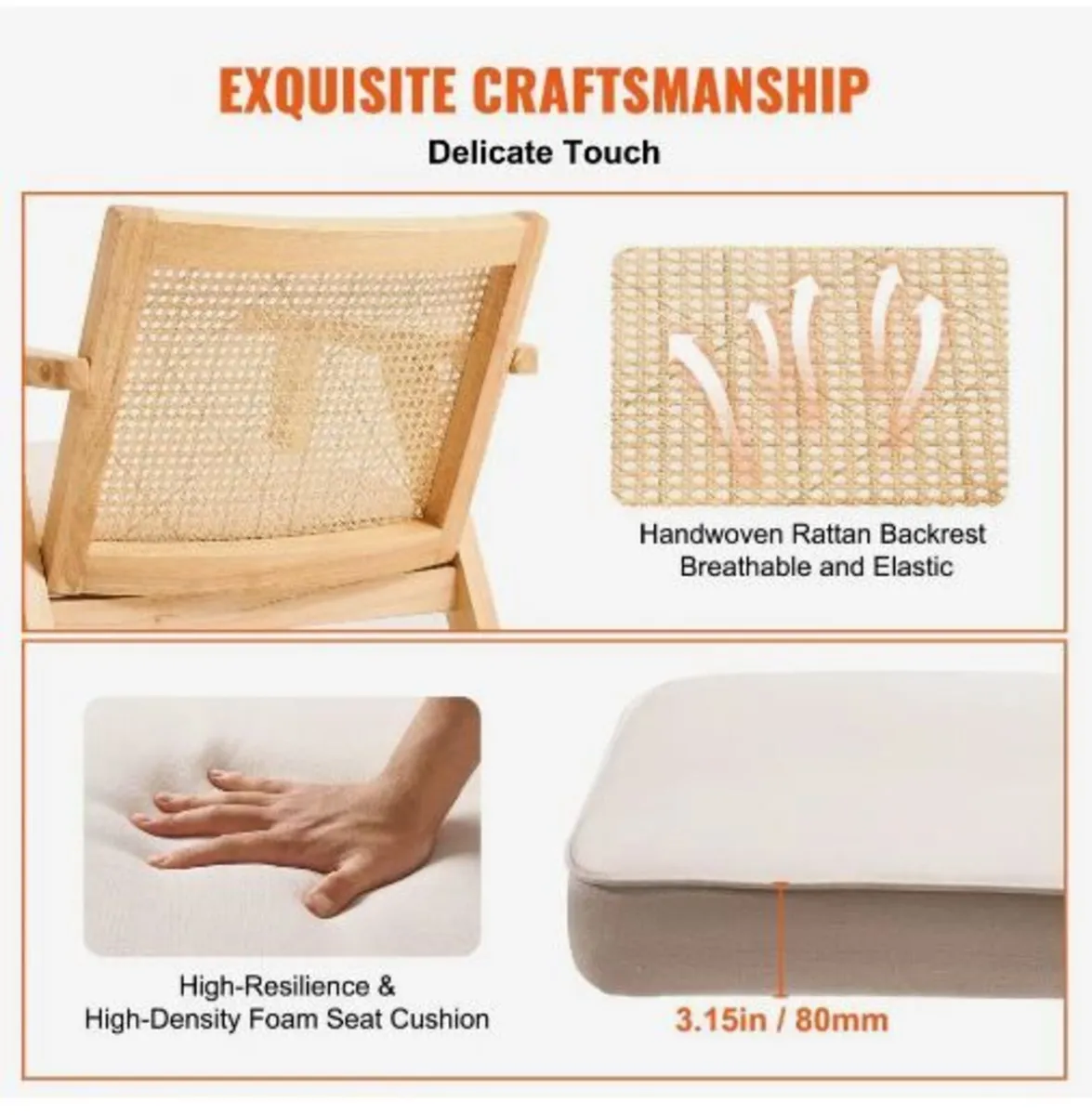 Rattan Chair, Mid Century Modern Dining Chair - Image 2