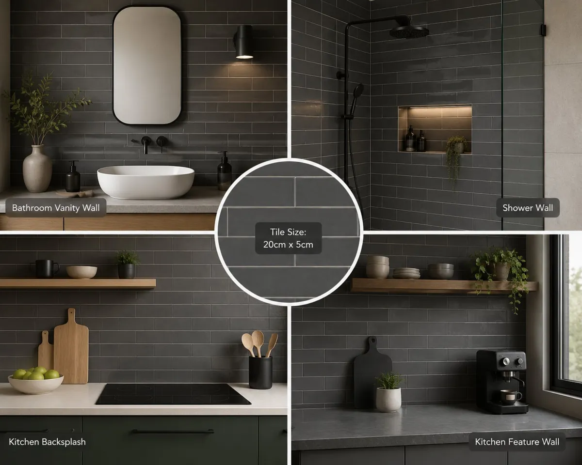 Equipe grey gloss tiles - Image 2