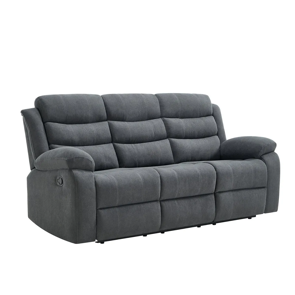 3+2 Roma Grey Fabric Manual Recliner Sofa Set - Image 4