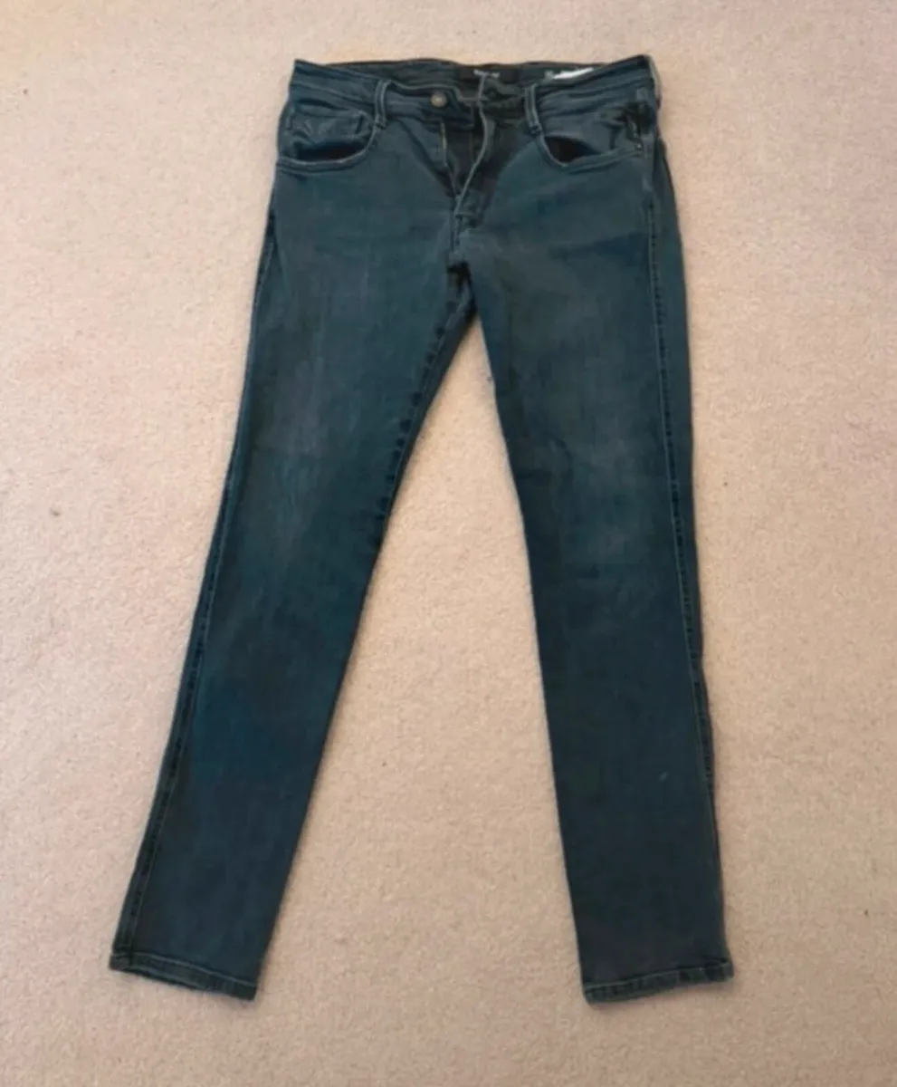 Men’s Replay Black Tight fit stretch denim jeans - Image 1