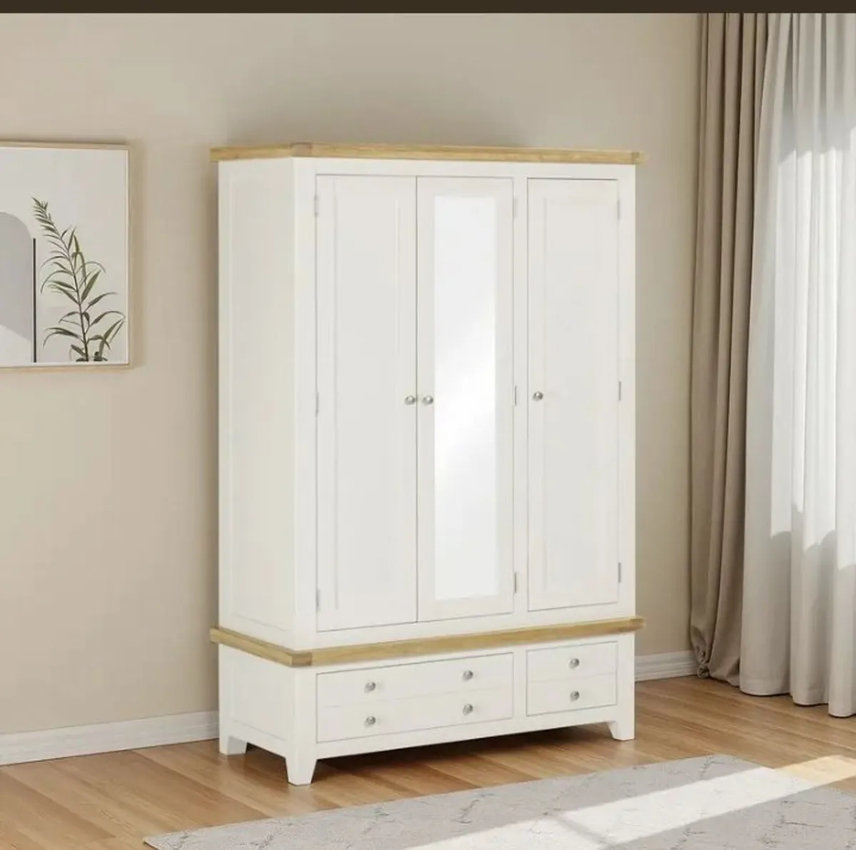 Windsor 3 Door 2 Drawer Wardrobe Ivory Oak - Image 3