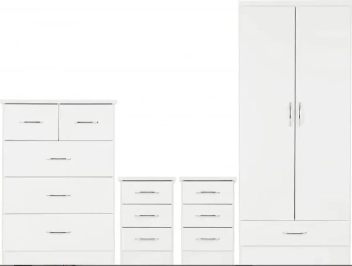 Nevada 2 Door 1 Drawer Wardrobe Bedroom Set / 2 Co - Image 2