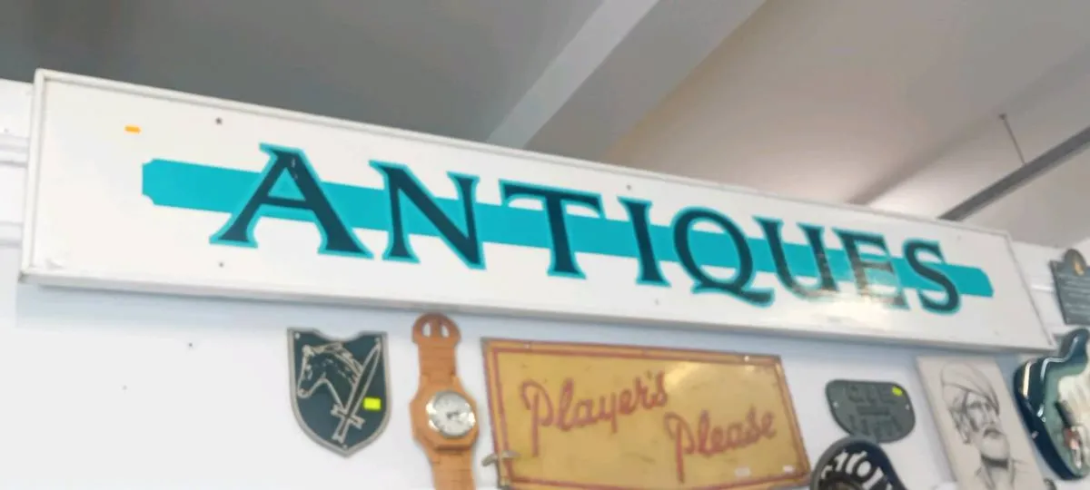 8ft Wooden Antique Shop Sign - Image 1