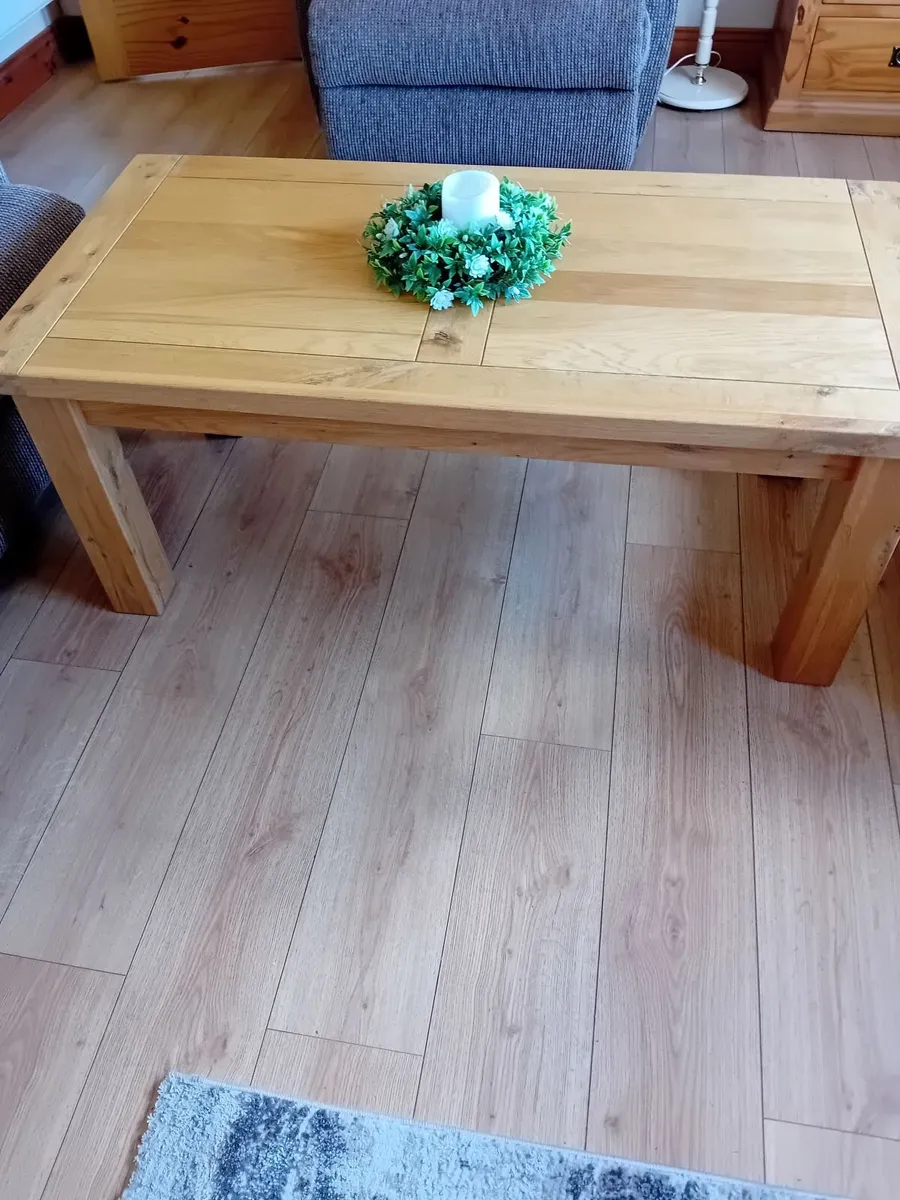 Pine book case...Oak coffee table...pine nest of t - Image 1