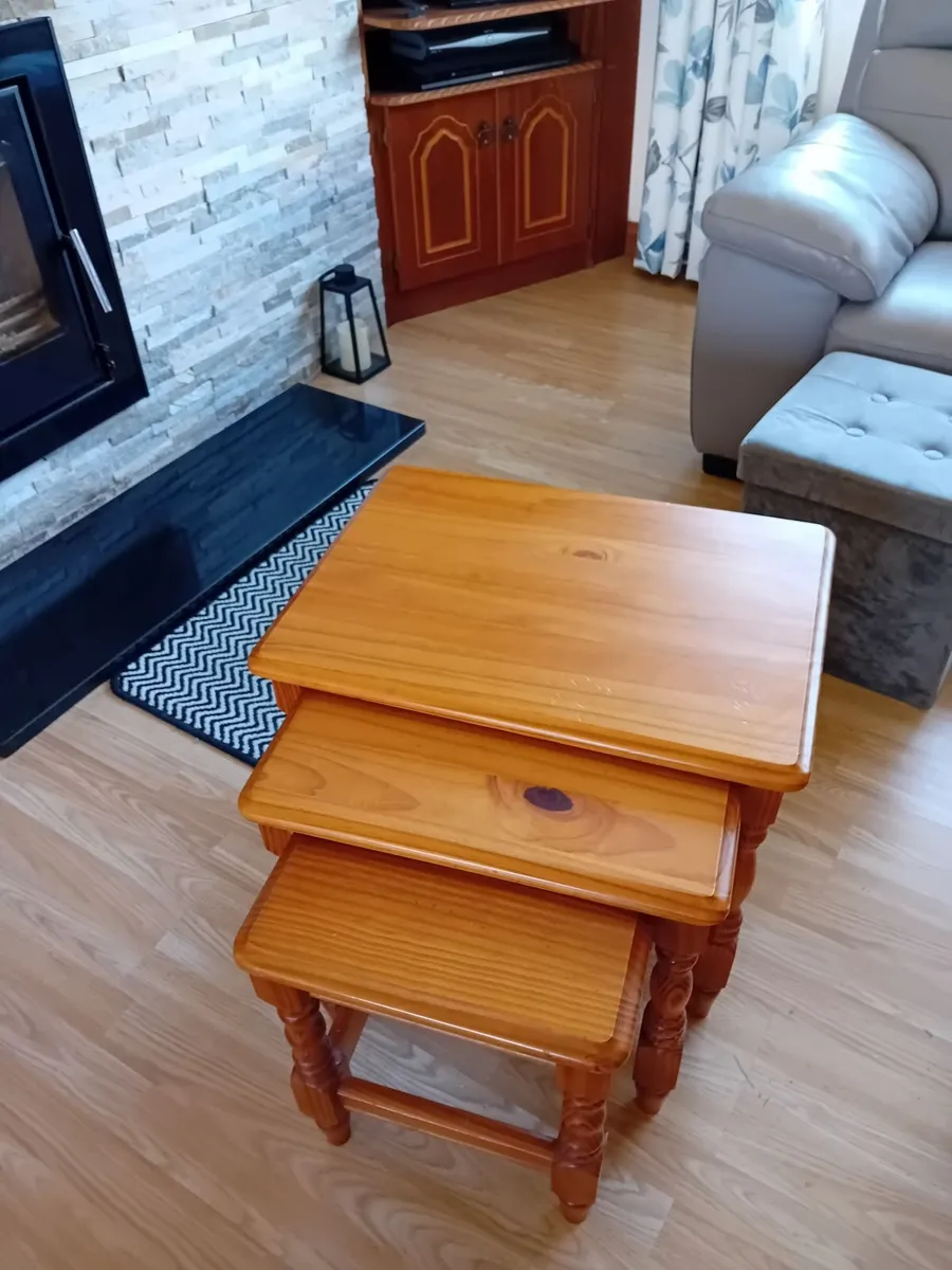 Pine book case...Oak coffee table...pine nest of t - Image 3