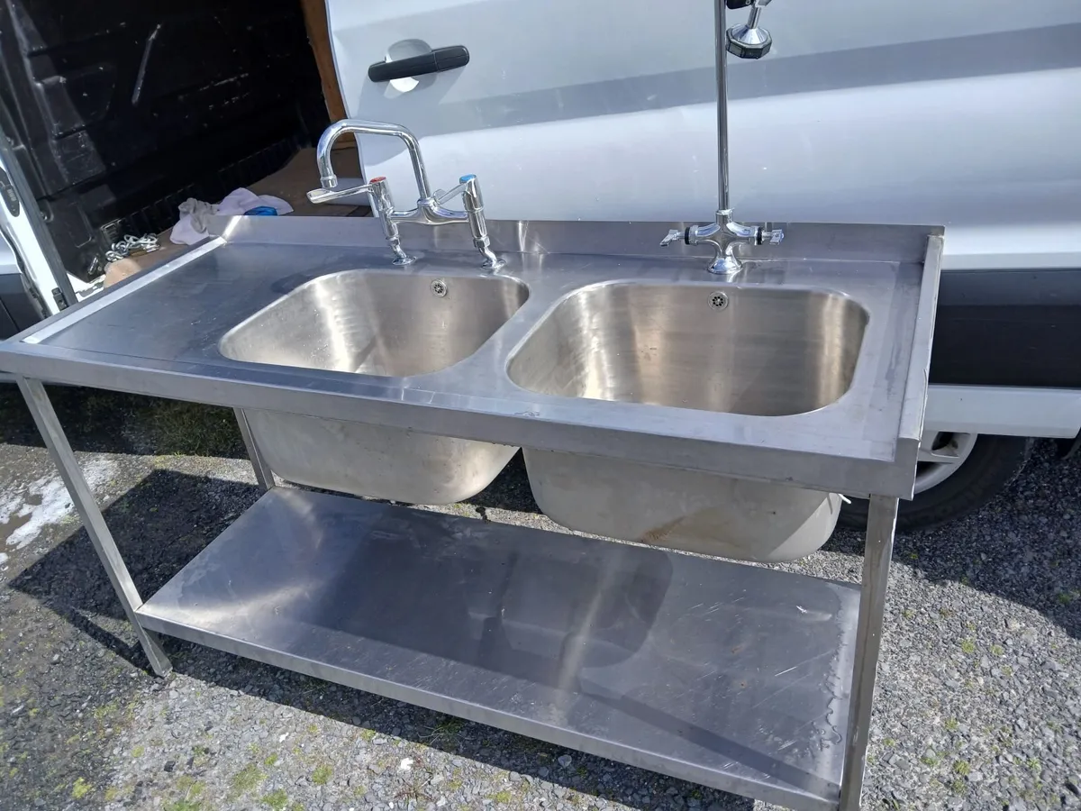 Staneless steel cabbinet double sink unit complete - Image 1