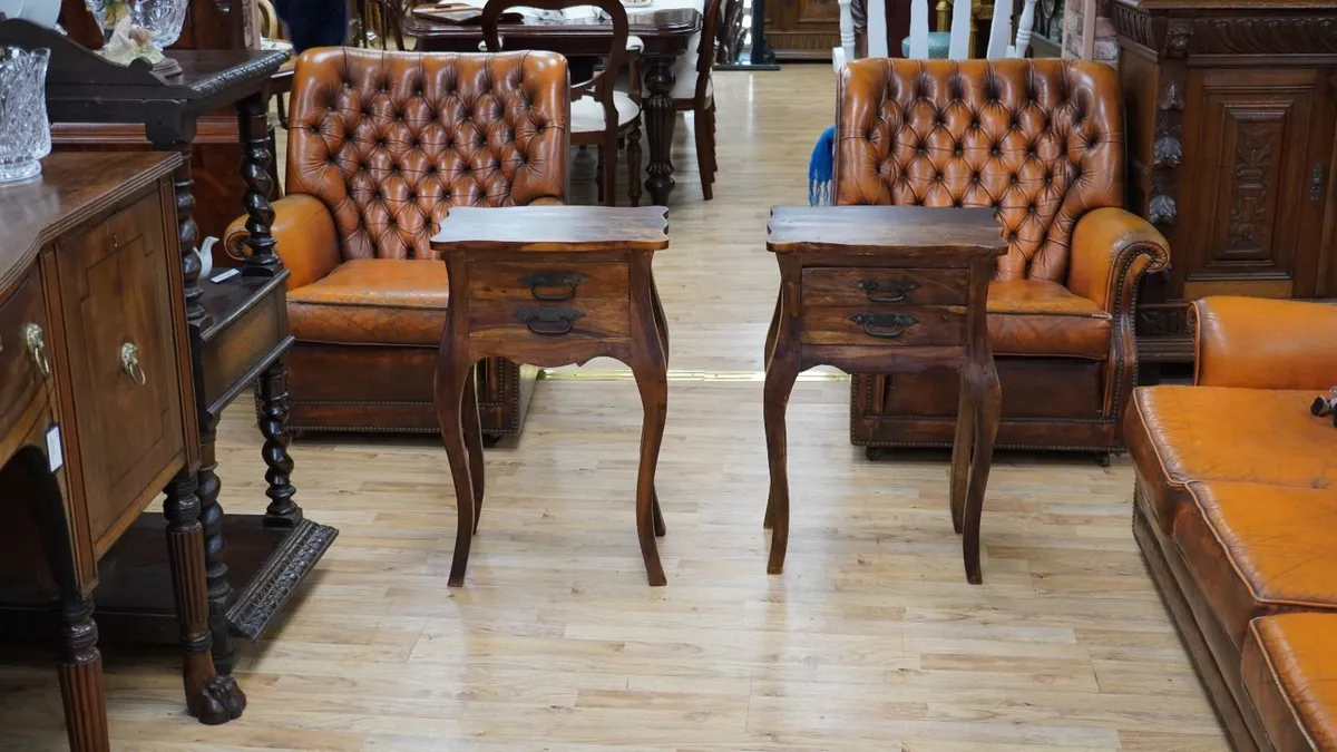 Pair of Sheesham Wood Bedside Tables - Image 1