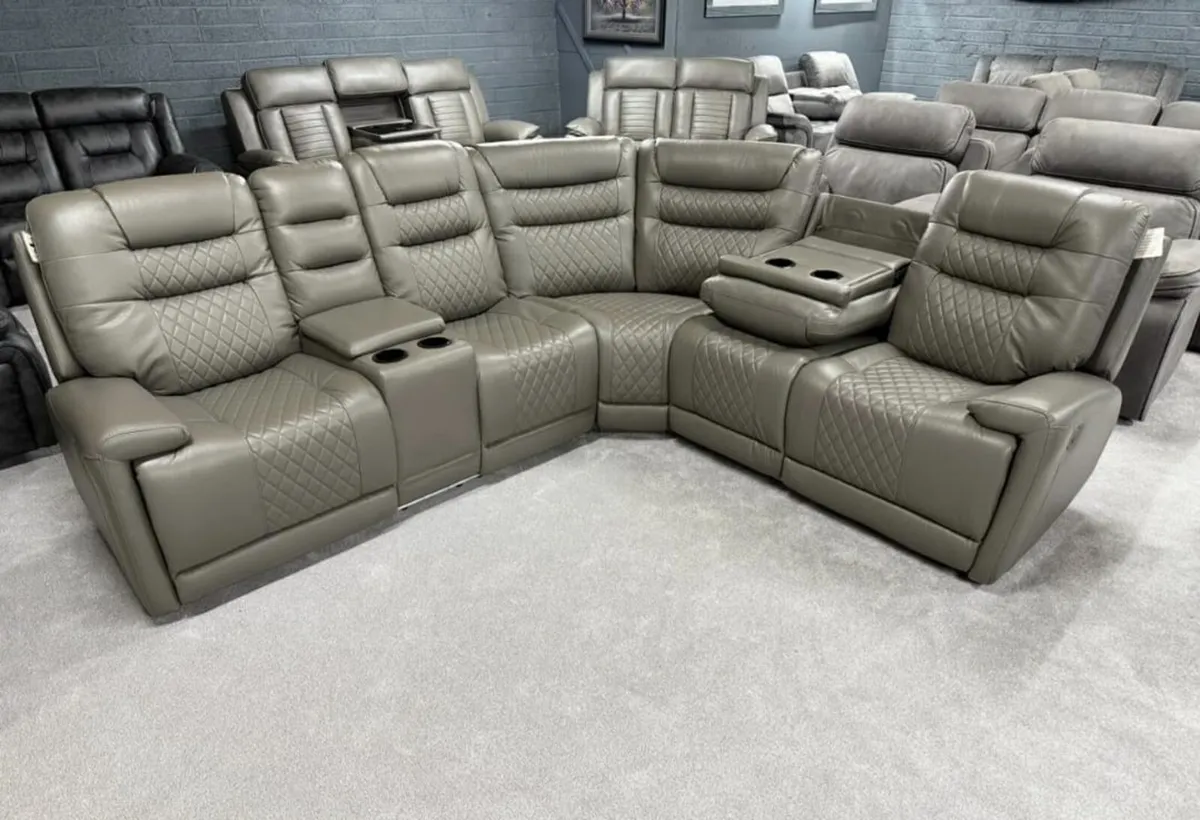 Halifax Electric Leather Recliner Sofa - USB ports - Image 1