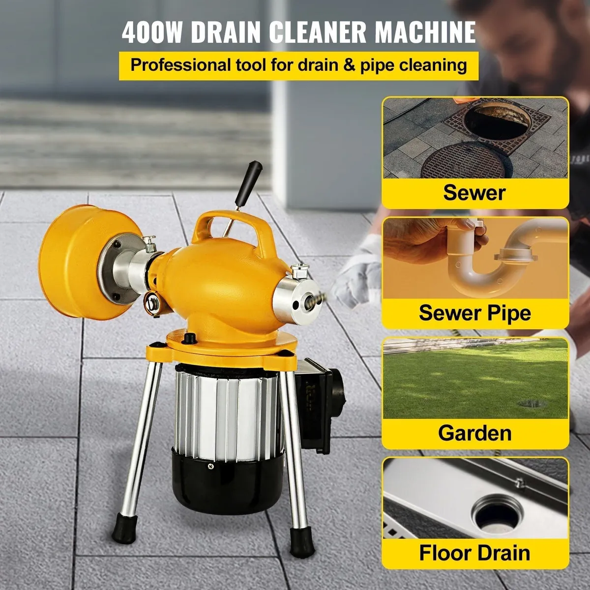 Electric Drain Cleaner Machine for Pipes 400W - Image 2