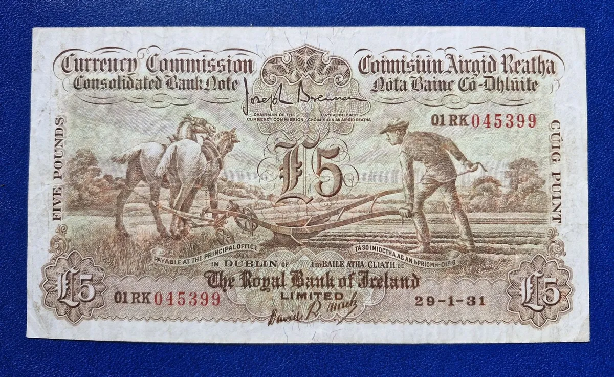 Ireland 1931 £5 Pound Royal Bank Limited Ploughman - Image 2