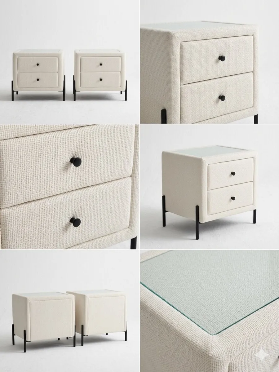 2 Bedside Locker | 2 Drawer | Oatmeal - Image 1