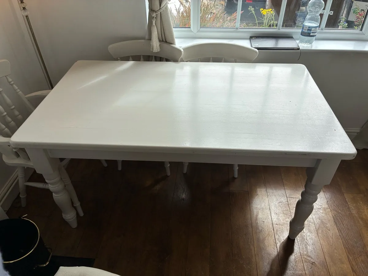 Solid Pine Dining Table and Chairs - Image 2
