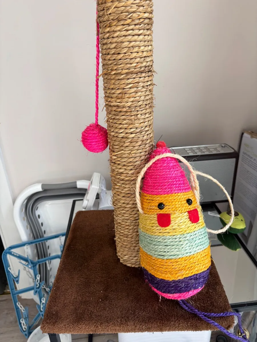 Cat feeder and scratching pole and toy - Image 2