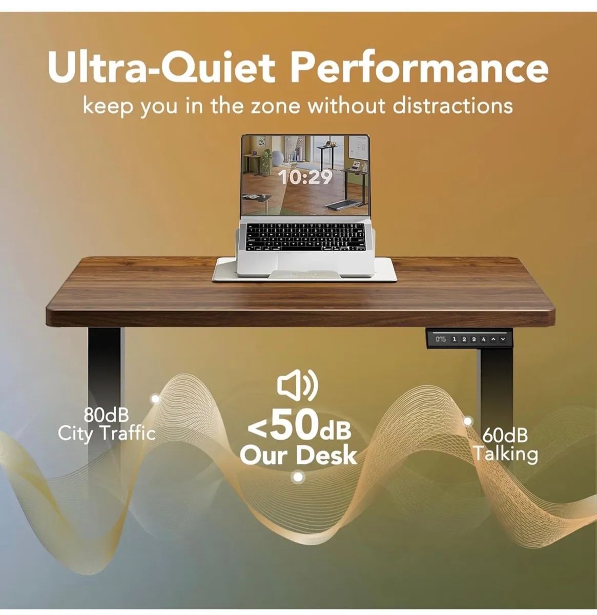 Standing Desk with USB Charging Port, 140 x 80 cm, - Image 3