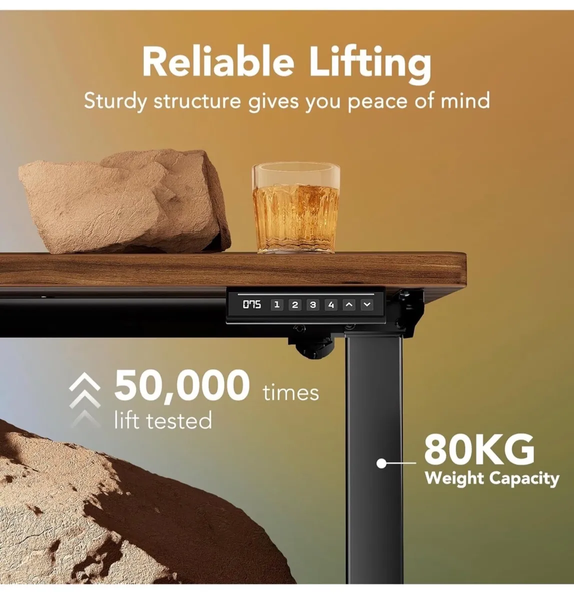 Standing Desk with USB Charging Port, 140 x 80 cm, - Image 4