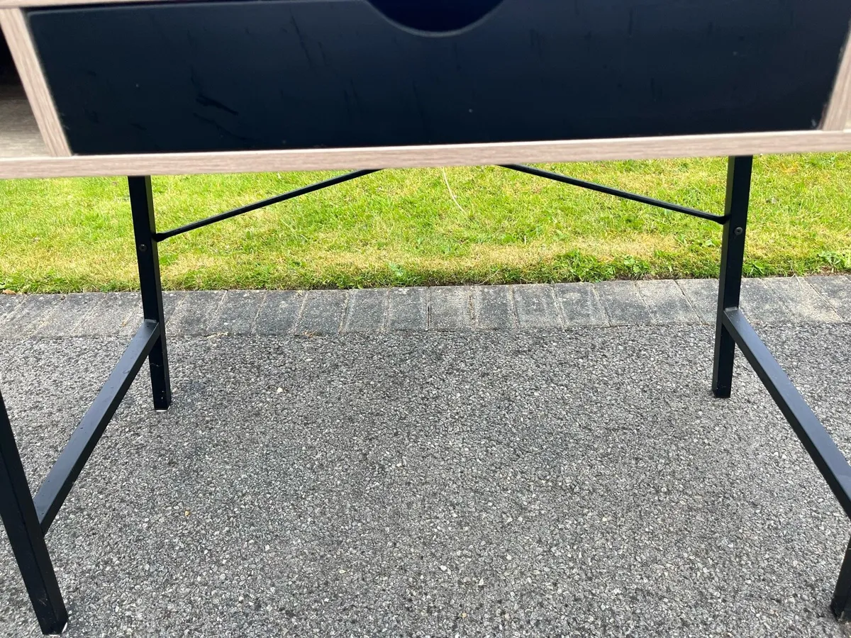 Wood Effect Desk with Black Frame - Image 4