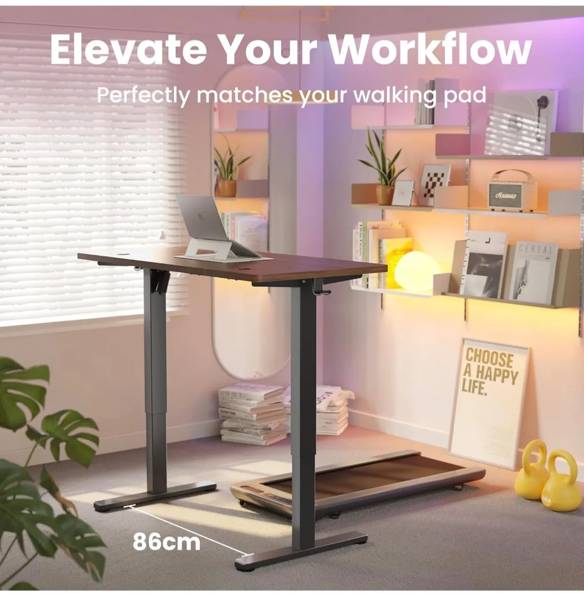 Standing Desk with USB Charging Port, 120 x 60 cm, - Image 2