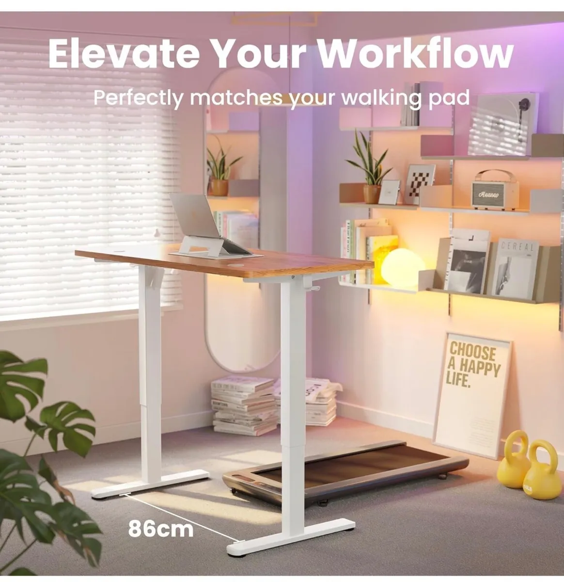 Standing Desk with USB Charging Port, 120 x 60 cm, - Image 2