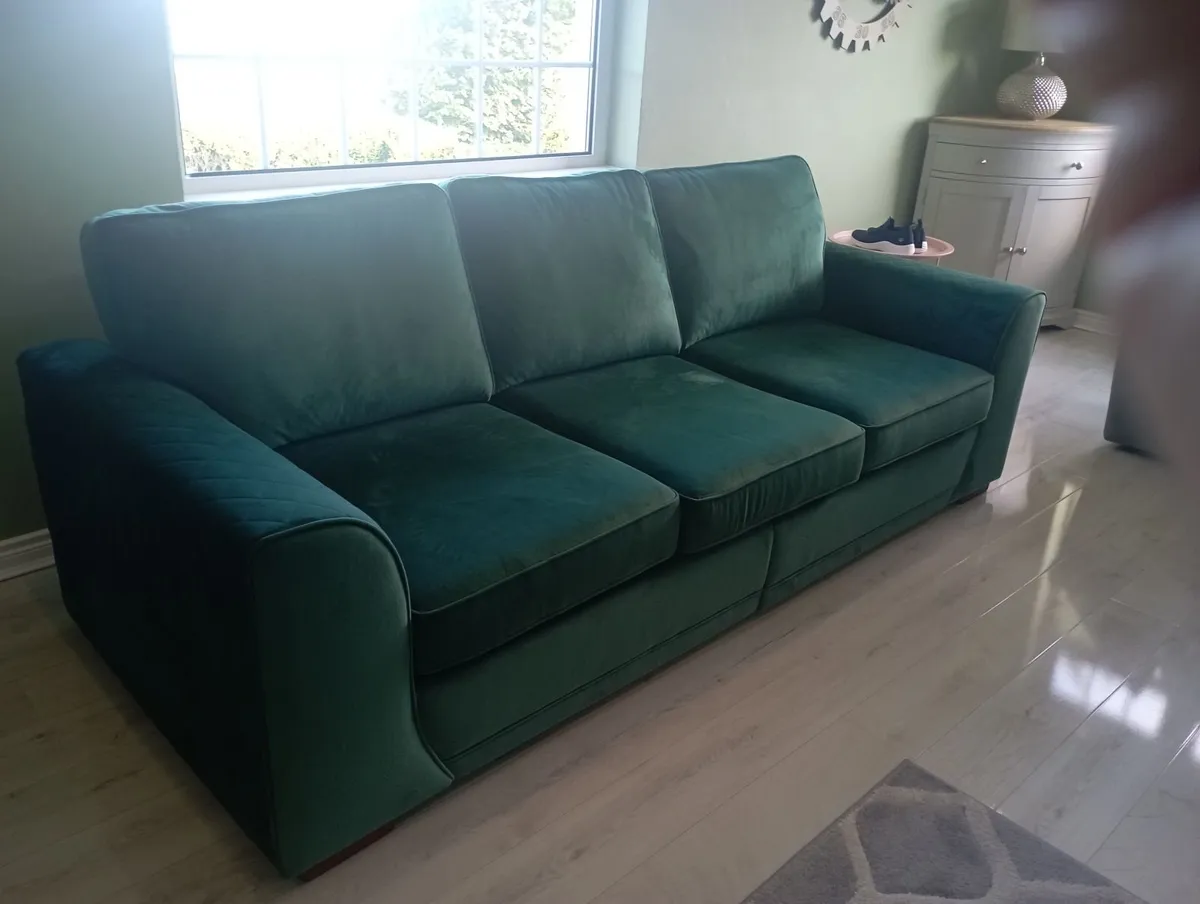long 3 seater  couch  with foot stool to match - Image 4