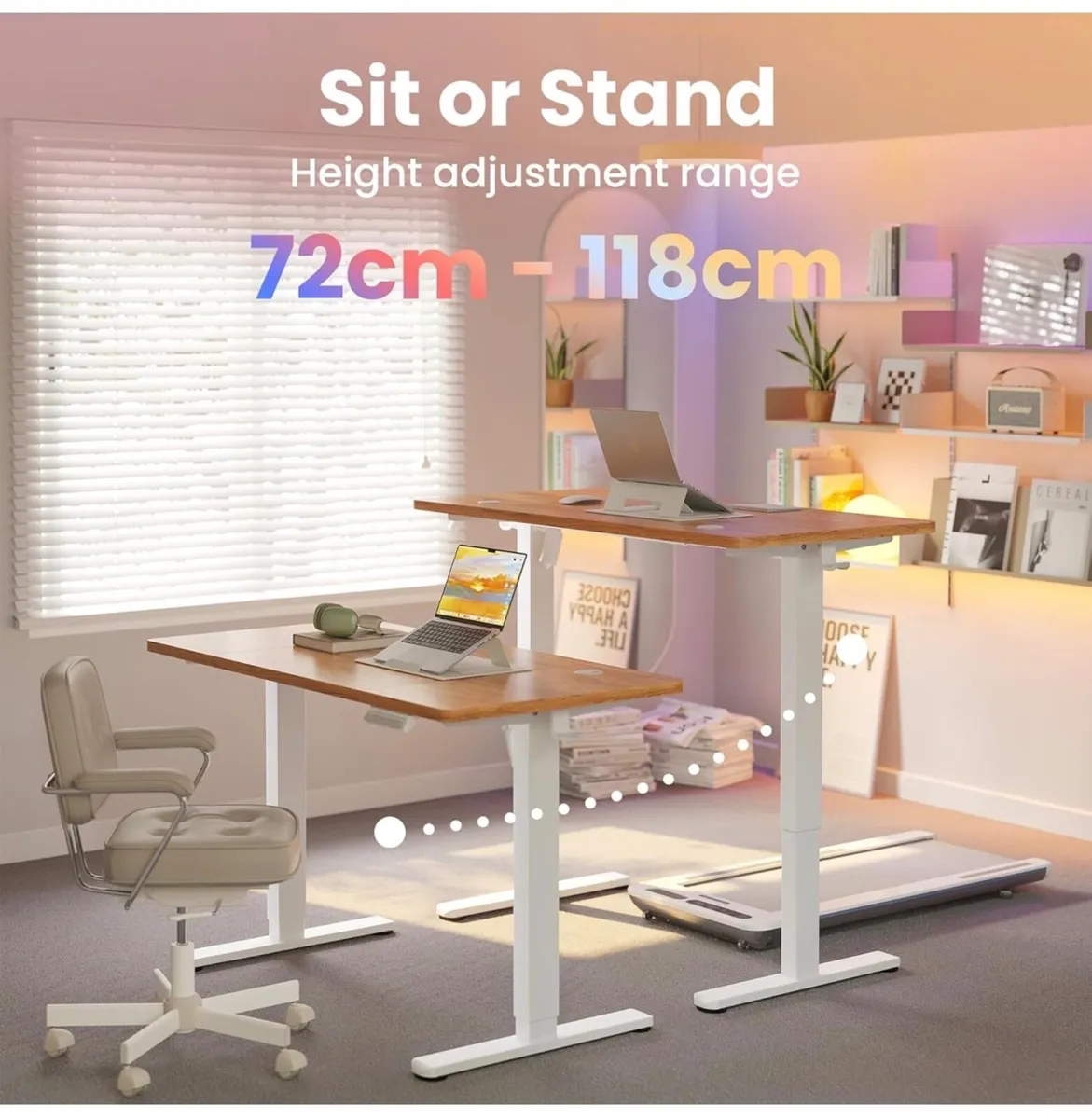 Standing Desk with USB Charging Port, 120 x 60 cm, - Image 2