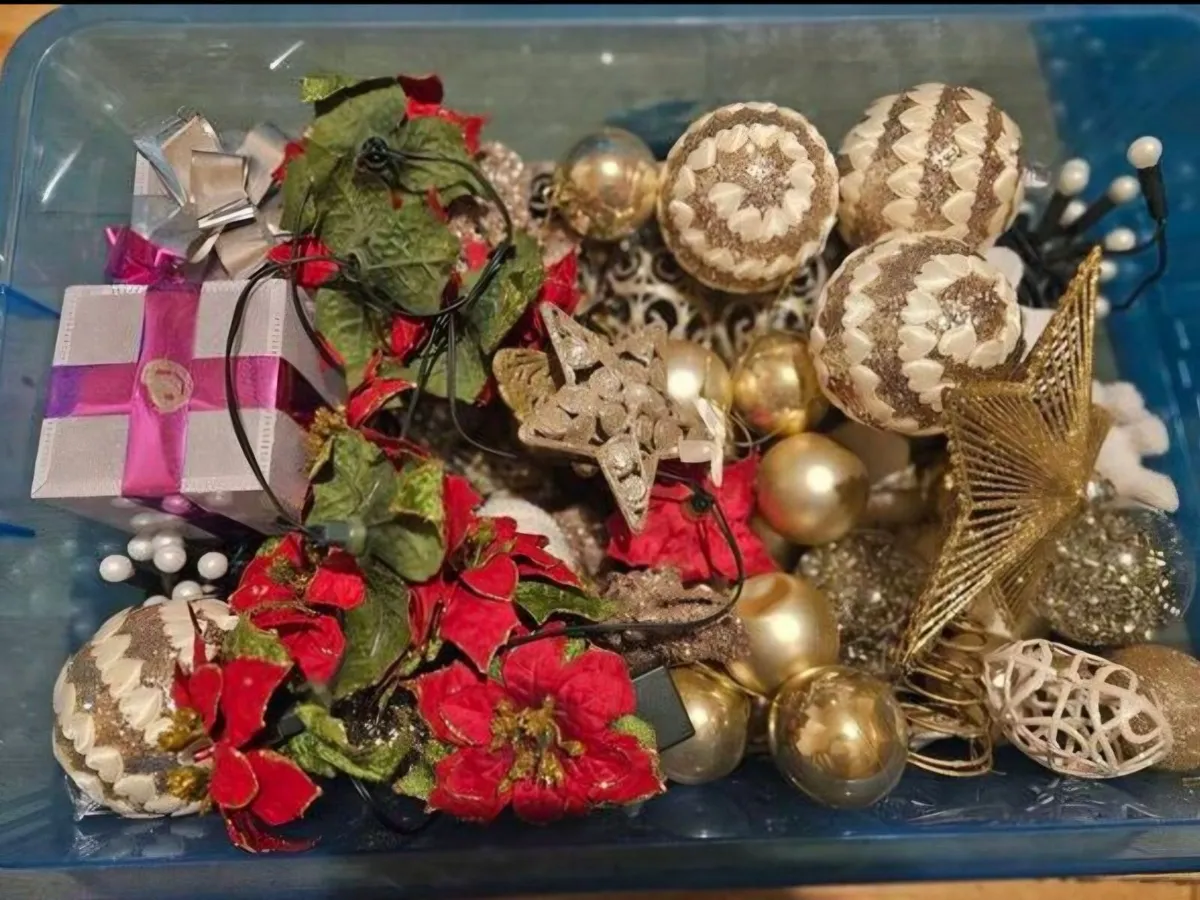 Box of New Christmas Pjs and Decorations - Image 3