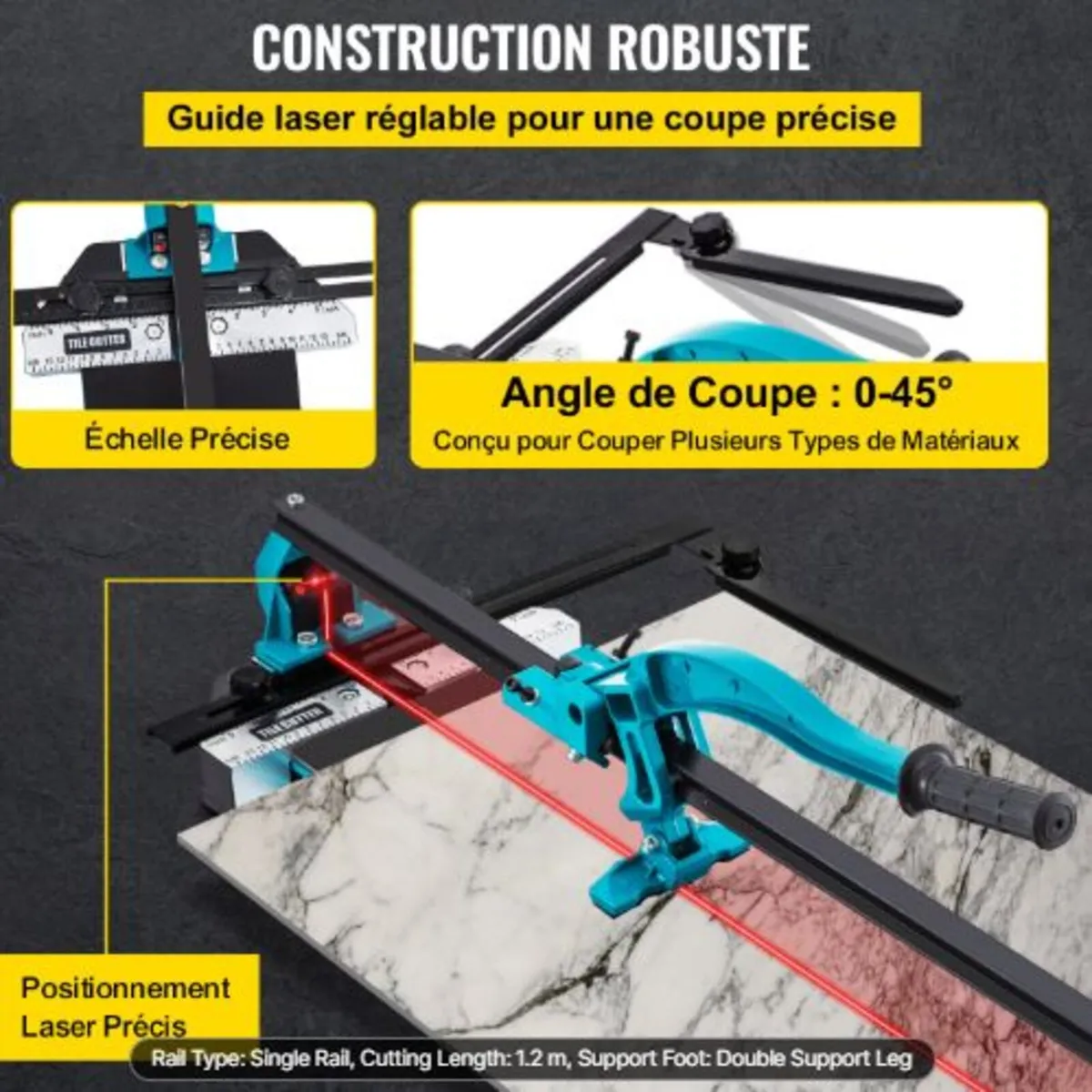 47 Inch Tile Cutter Single Rail Double Brackets - Image 3