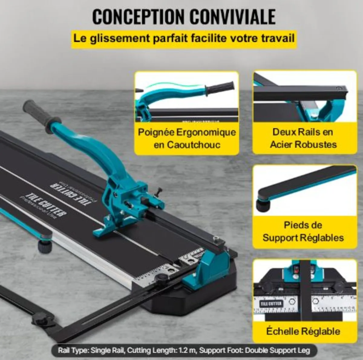 47 Inch Tile Cutter Single Rail Double Brackets - Image 4