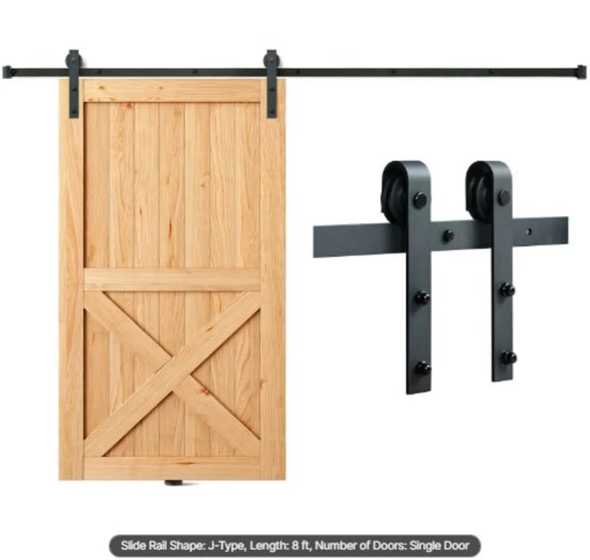 8FT Sliding Barn Door Hardware Kit, 149.7 kg Load - Image 1